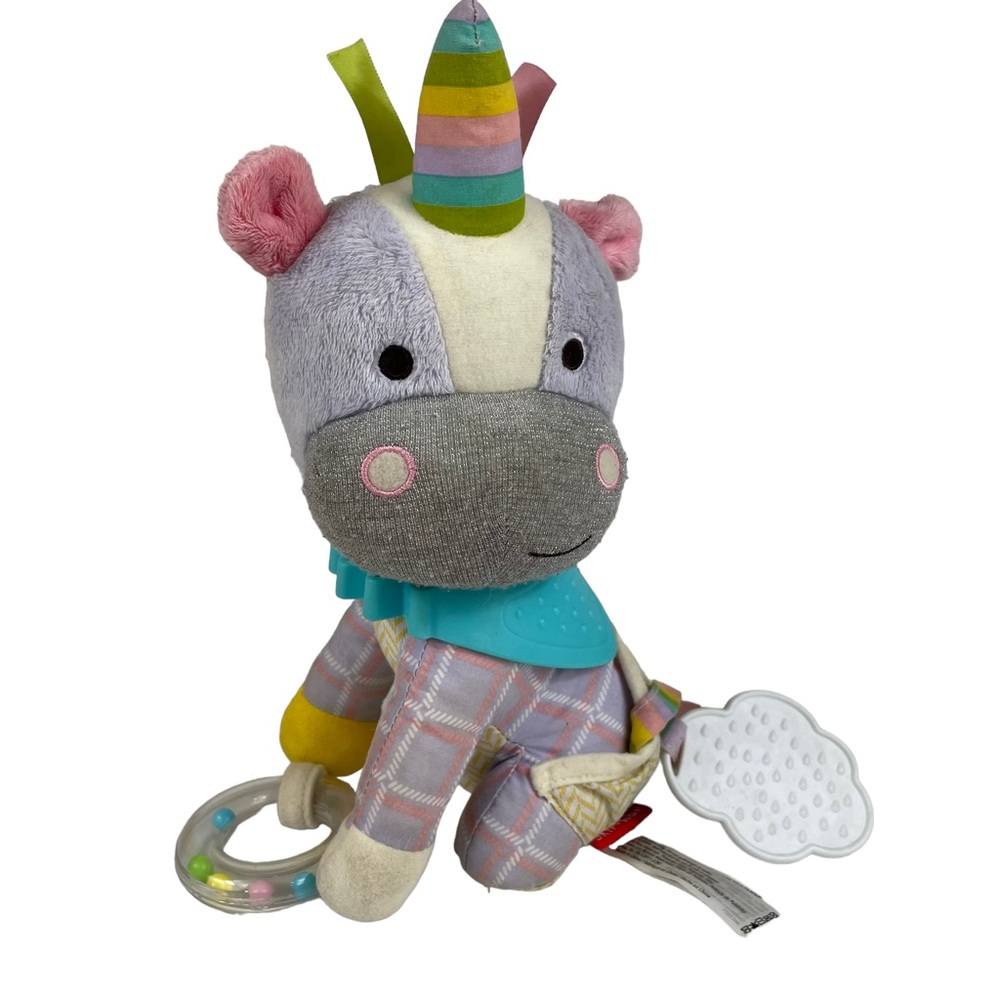 Rainbow Unicorn Baby Chew Cloud Bandana Stuffed Plush Skip Hop Rattle Teething